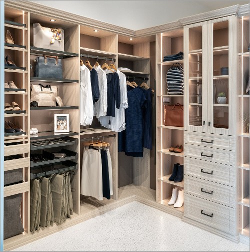 Custom closet interior design with efficient organization