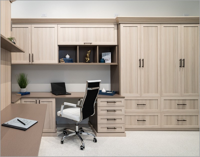 Custom home workspace design and storage