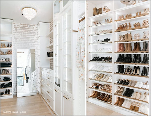 Organized custom closet design for shoes