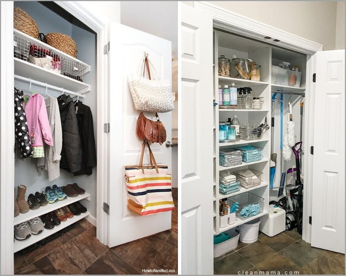 Interior design for entryway hall and utility closet