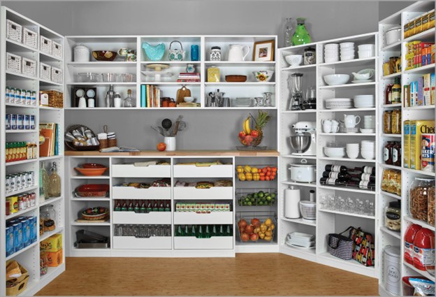 Well-stocked custom home pantry