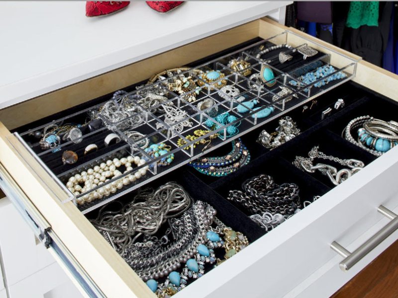 Organized drawers for jewelry storage